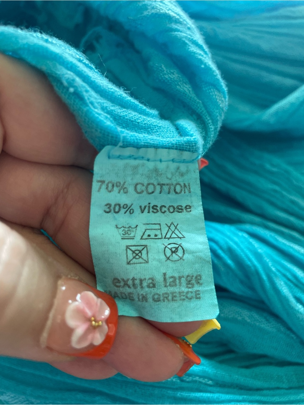 Made in Greece Turquoise Blue Pleated Embellished Waist Maxi Dress Size XL - Picture 9 of 9